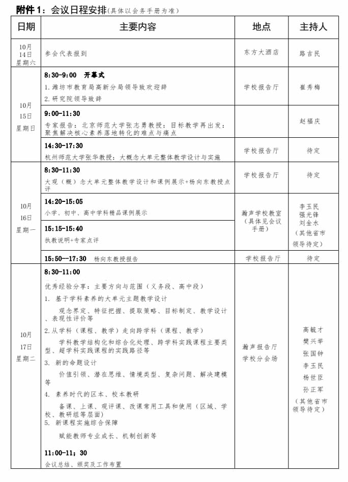 核心素养目标导向的大单元整体教学设计与实施观摩研讨会预备通知 第 2 张